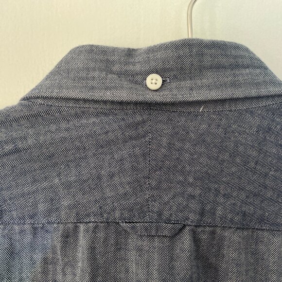 T.M. Lewin Jermyn Street London Herringbone Casual Shirt - Navy Blue - Men's L - Picture 5 of 9
